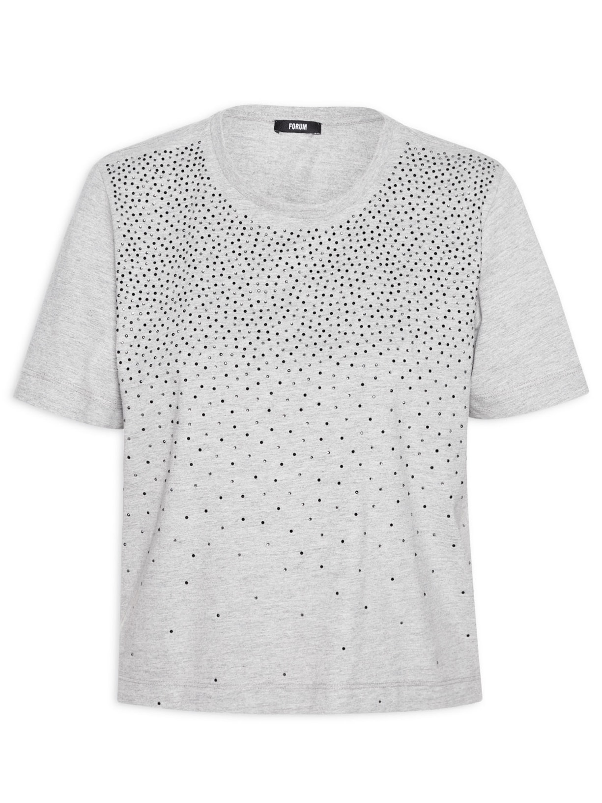 Camiseta Feminina Com Aplicação - Cinza