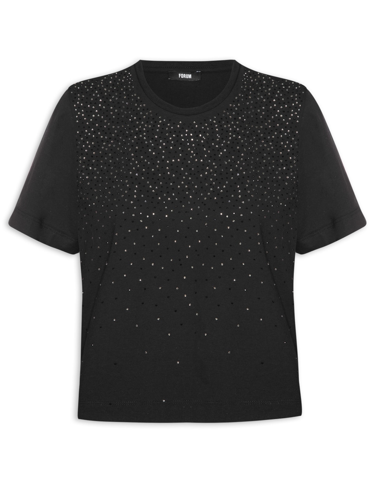 Camiseta Feminina Com Aplicação - Preto