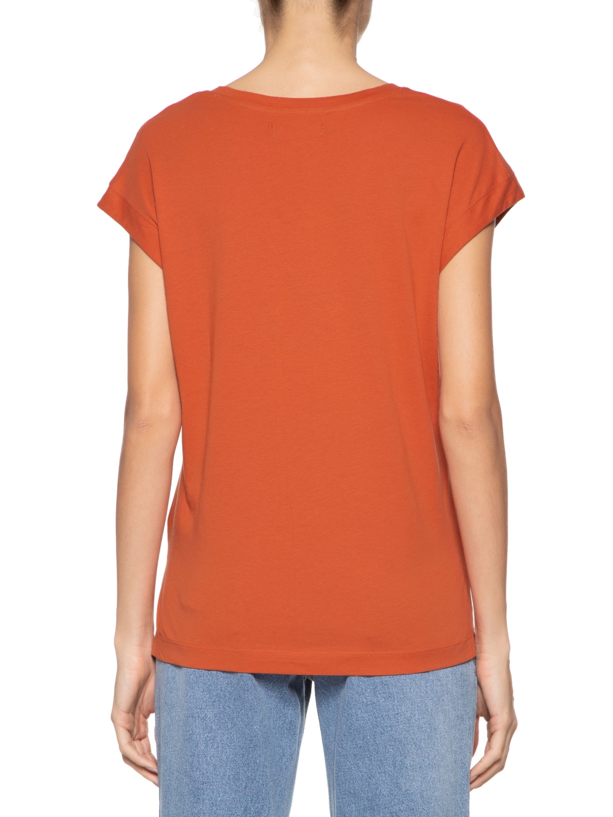 Camiseta Feminina Com Decote V Laranja Basiq