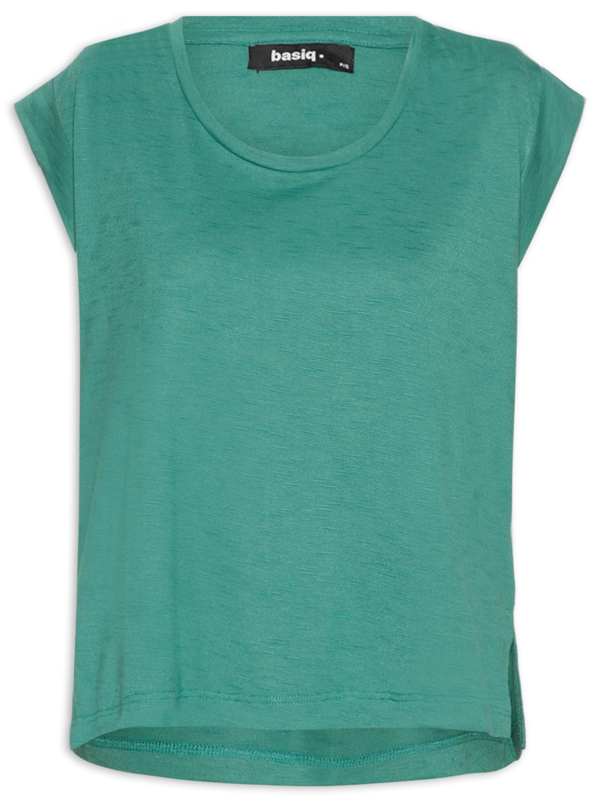 Camiseta Feminina Com Detalhe Na Manga E Decote U - Verde