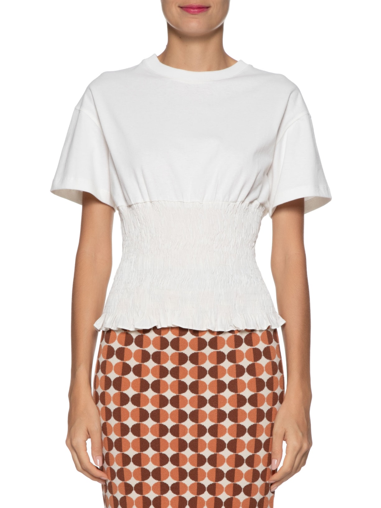 Camiseta Feminina Com Lastex Off White Dress To