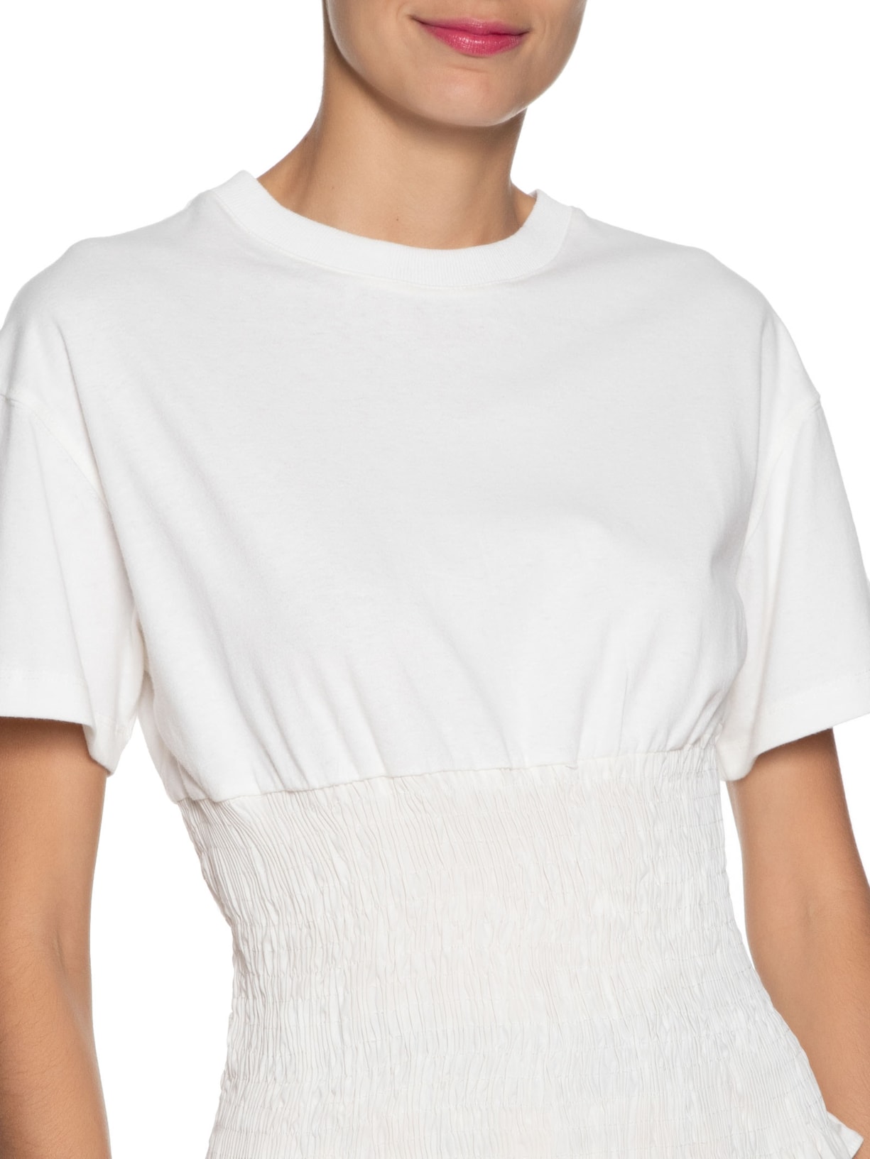 Camiseta Feminina Com Lastex Off White Dress To