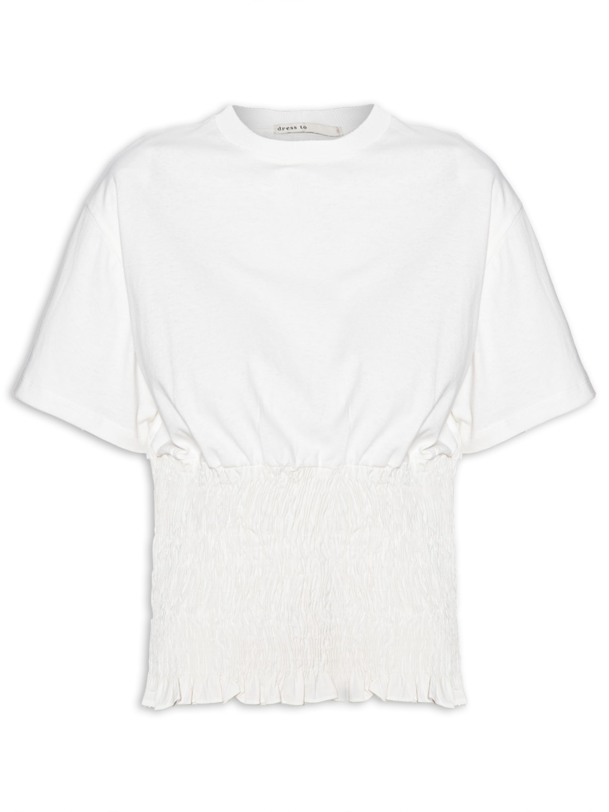 Camiseta Feminina Com Lastex Off White Dress To