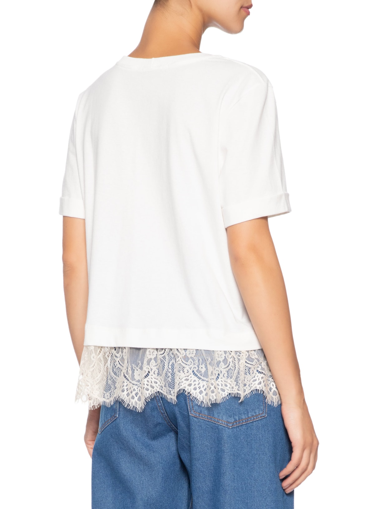 Camiseta Feminina com Renda – Off White Dress To