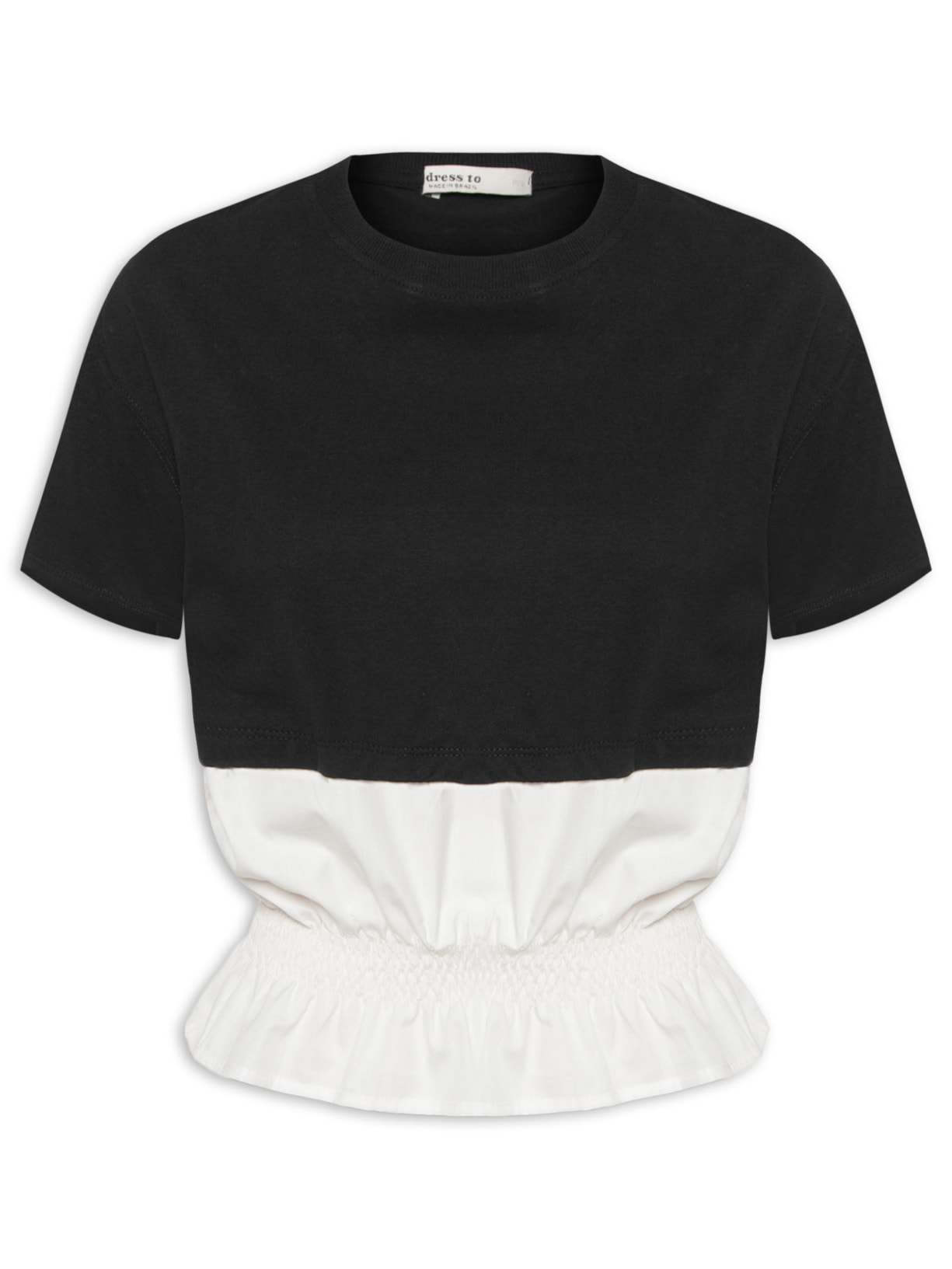 Camiseta Feminina Com Tecido Franzido - Preto
