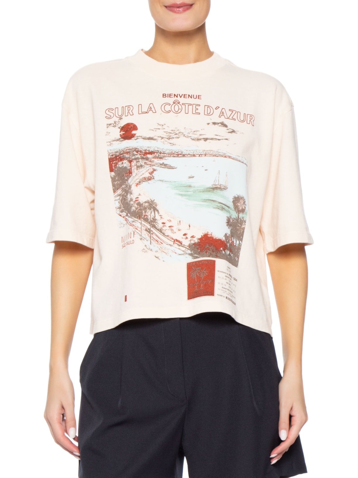 Camiseta Feminina Corniche Soleil Bege Niini