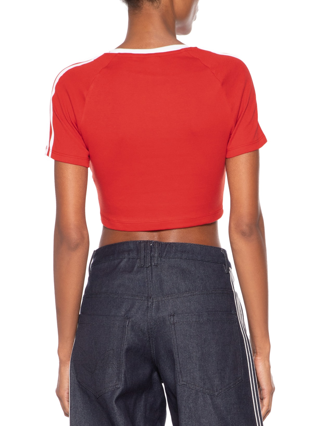 Camiseta Feminina Cropped 3 Stripes Baby Vermelho Adidas Originals