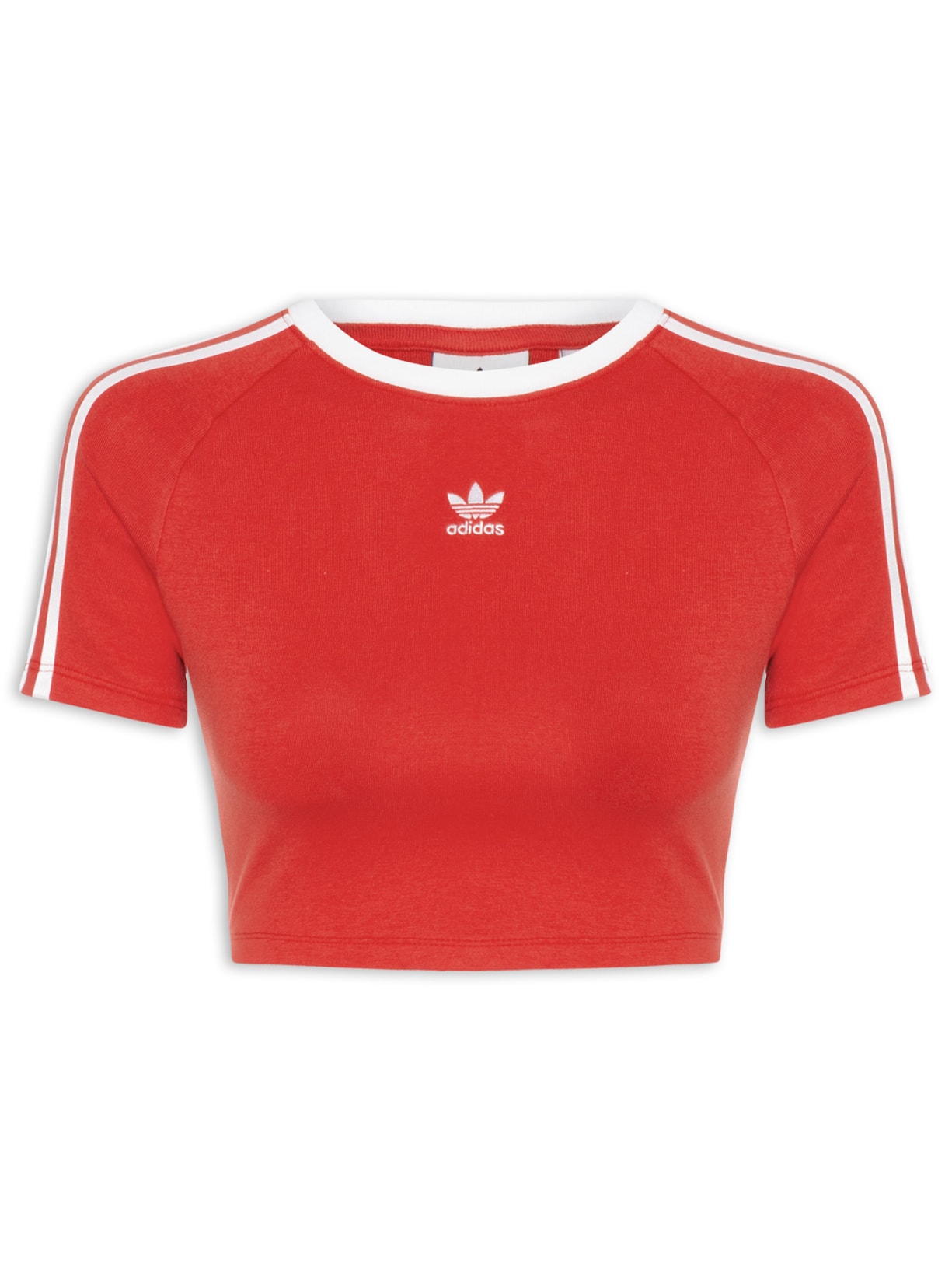 Camiseta Feminina Cropped 3 Stripes Baby - Vermelho