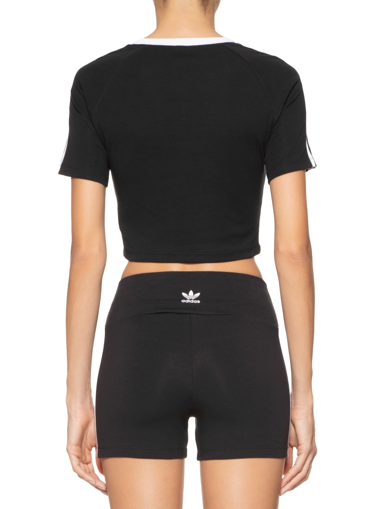 Camiseta Feminina Cropped 3 Stripes Preto Adidas Originals