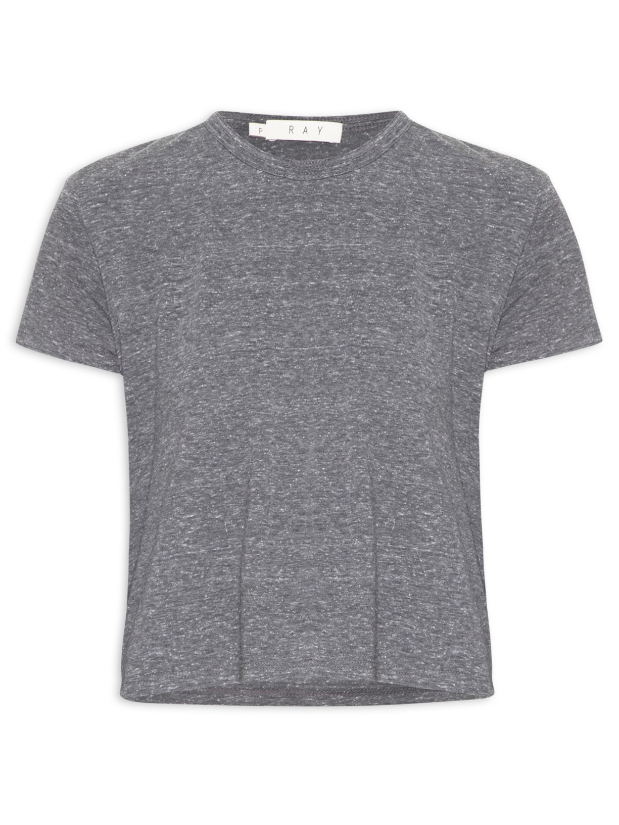 Camiseta Feminina Cropped Algodão - Cinza