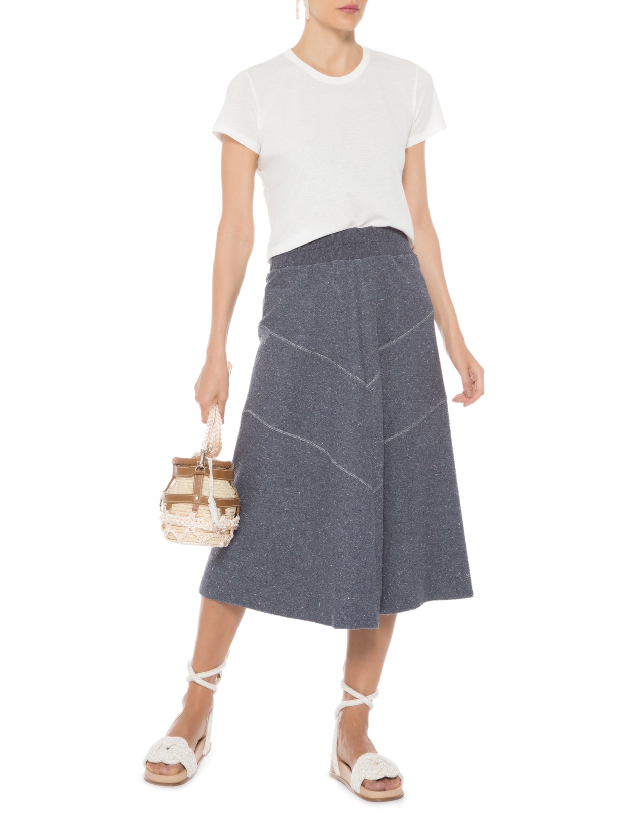 Camiseta Feminina Cropped Algodão Off White Ray