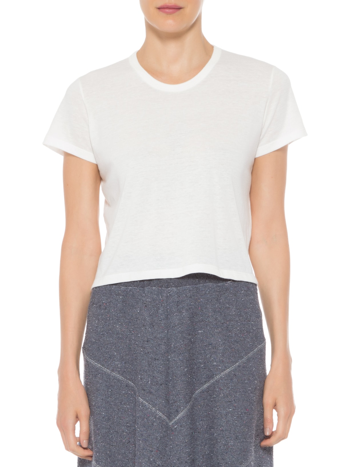 Camiseta Feminina Cropped Algodão Off White Ray