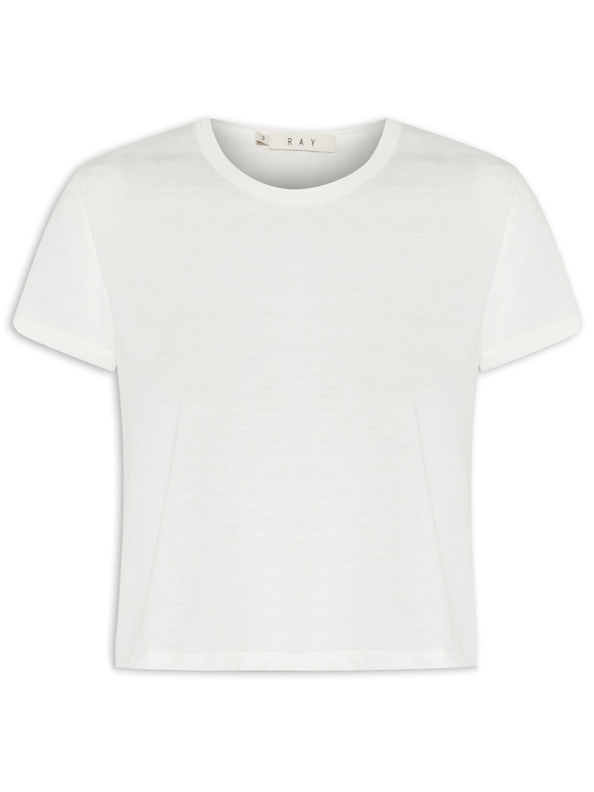 Camiseta Feminina Cropped Algodão Off White Ray