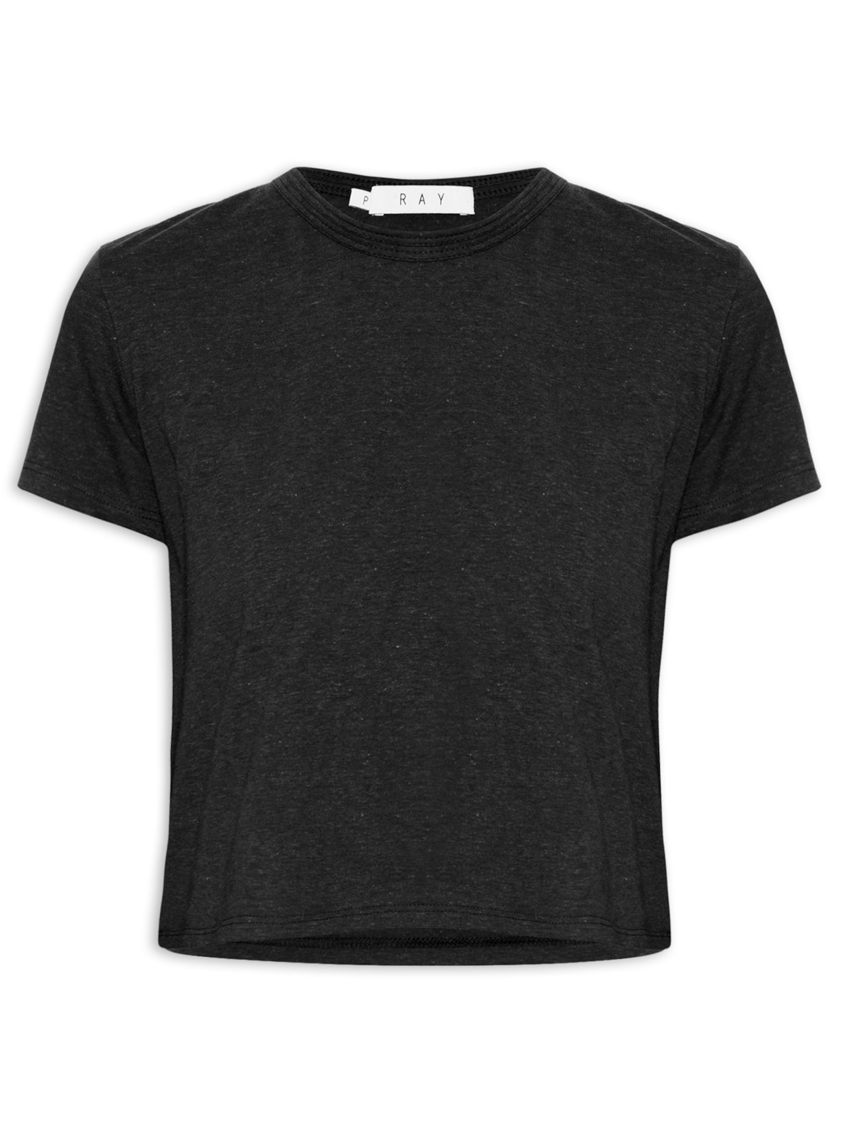 Camiseta Feminina Cropped Algodão - Preto