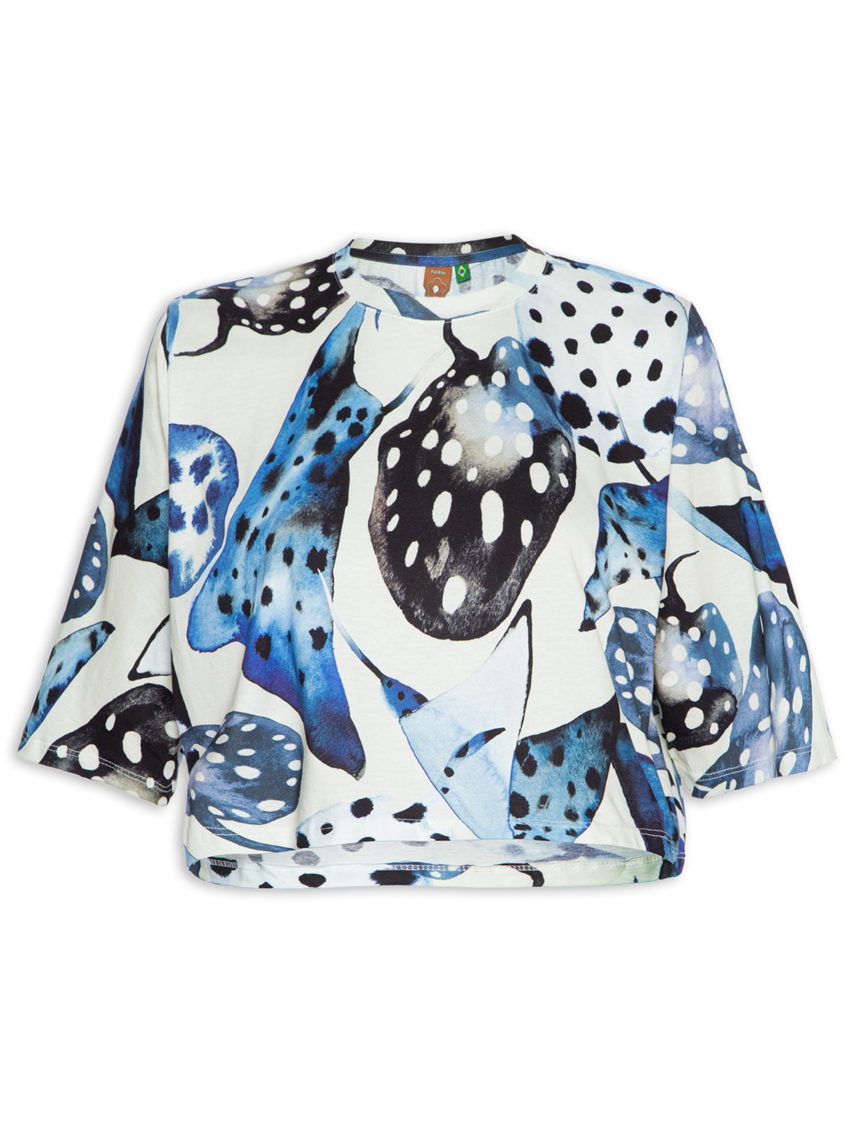 Camiseta Feminina Cropped Arraia Poa - Azul