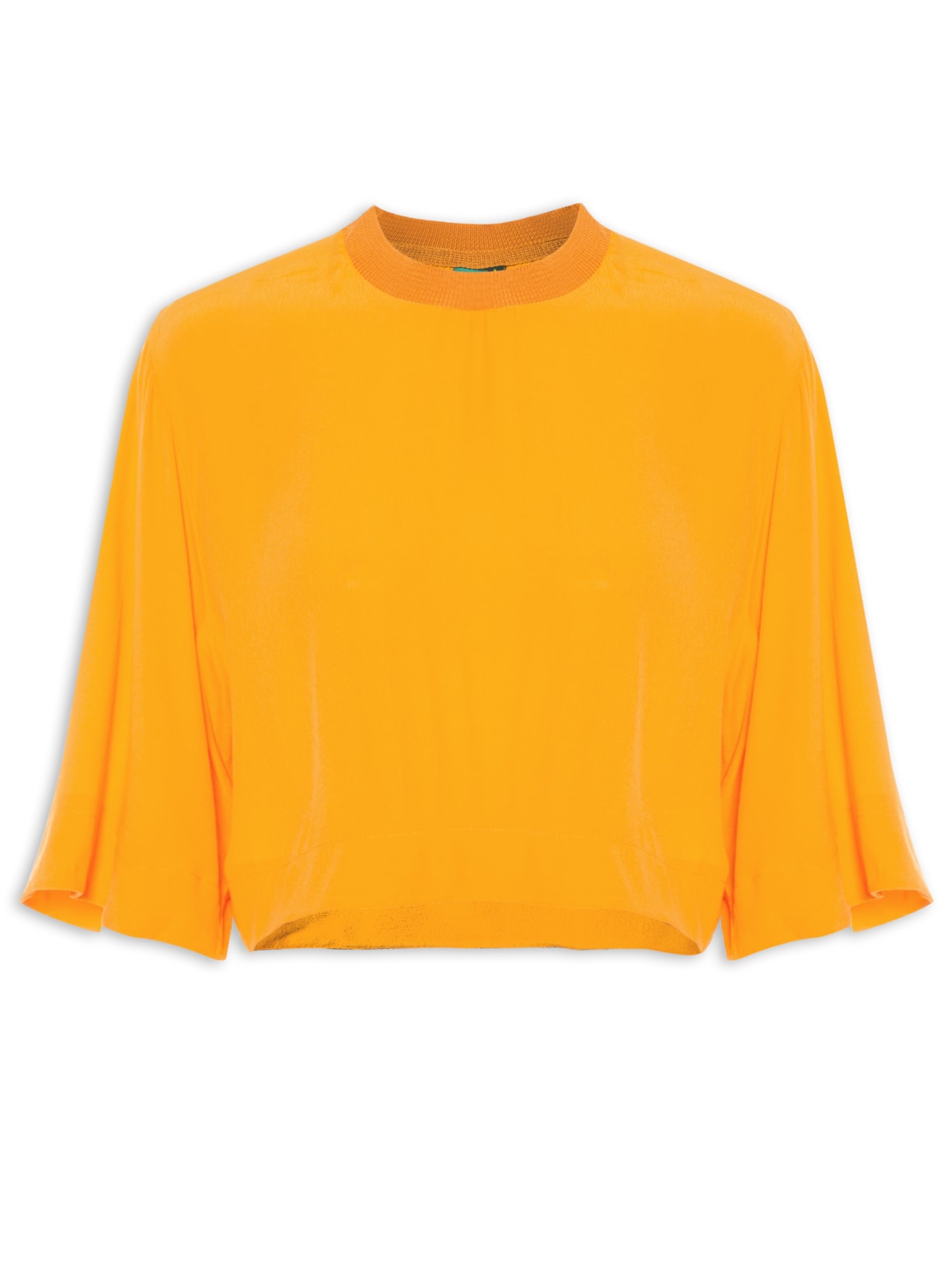Camiseta Feminina Cropped Básica - Amarelo
