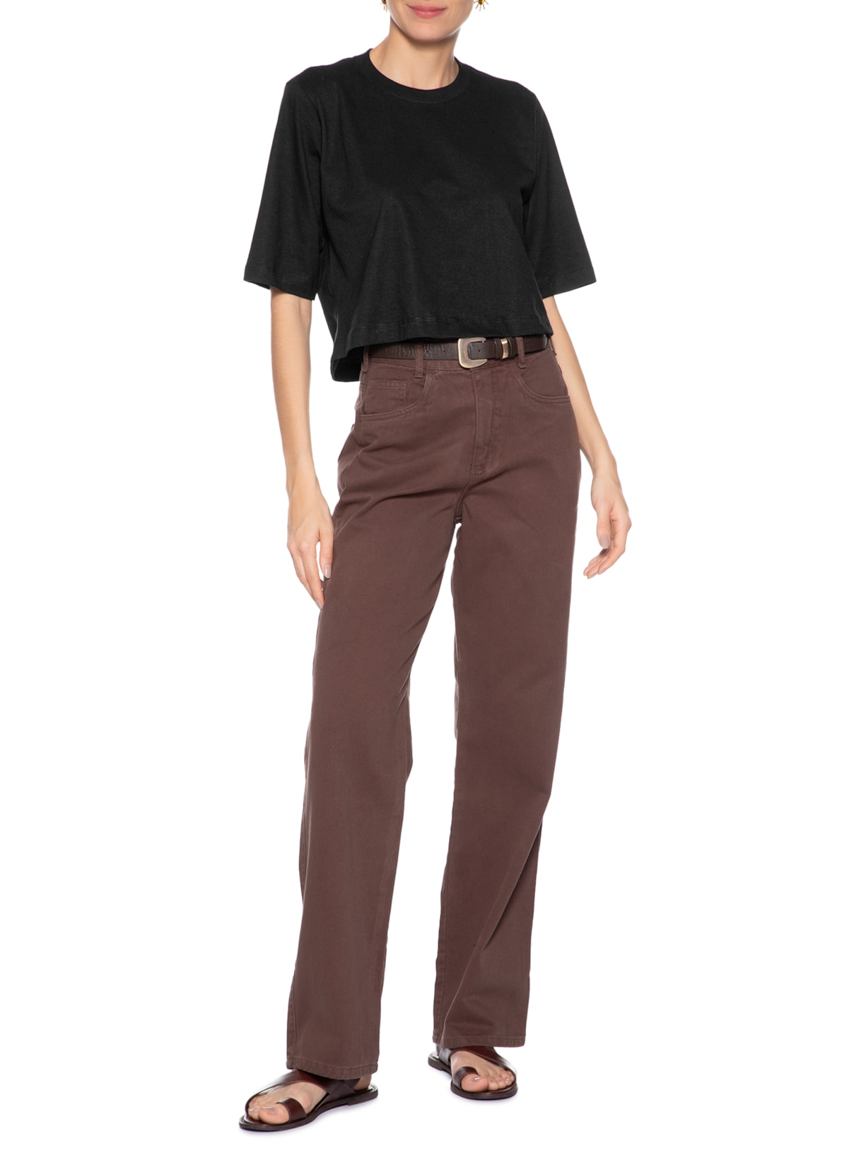 Camiseta Feminina Cropped Básica Preto Basiq