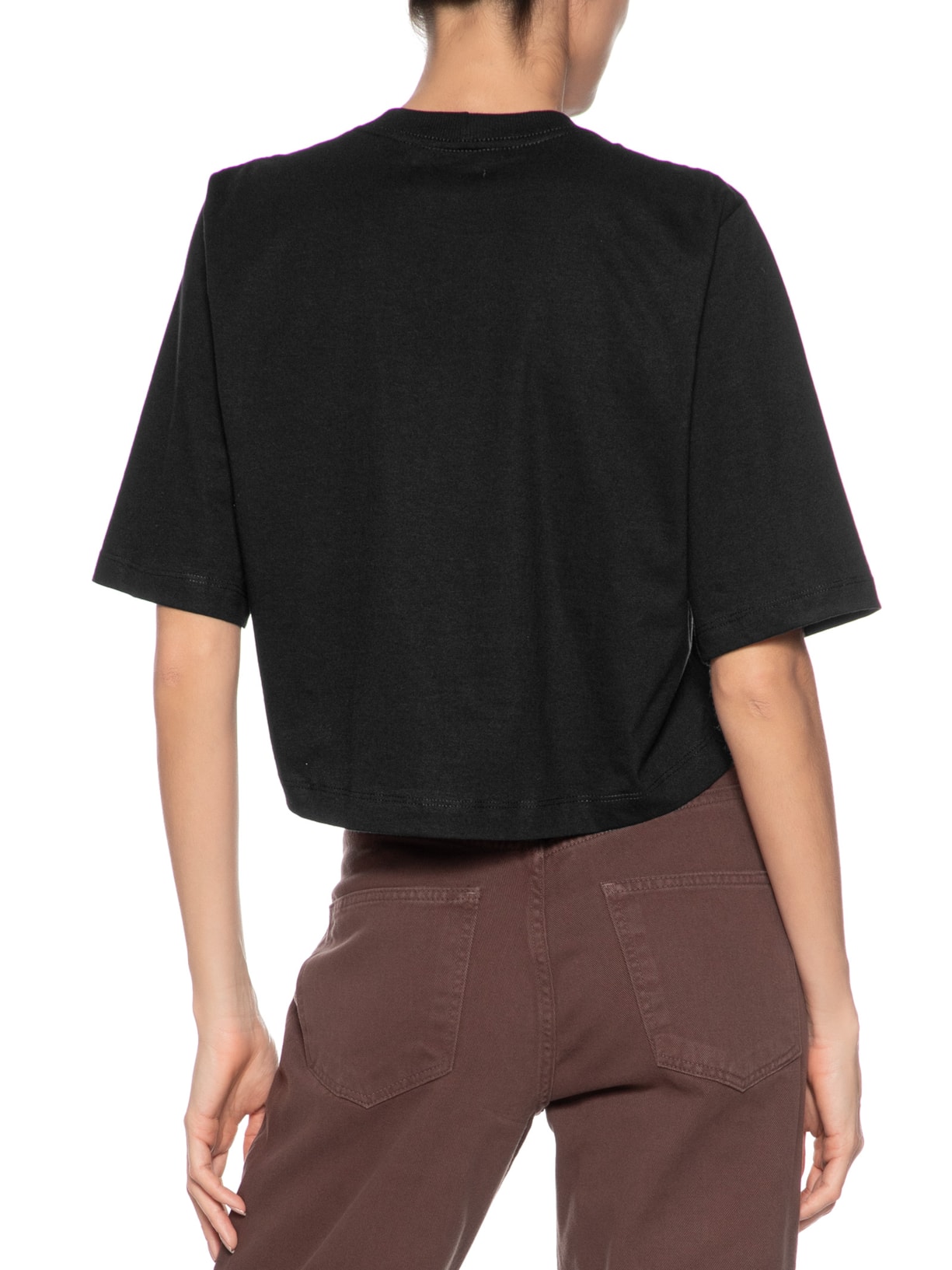 Camiseta Feminina Cropped Básica Preto Basiq