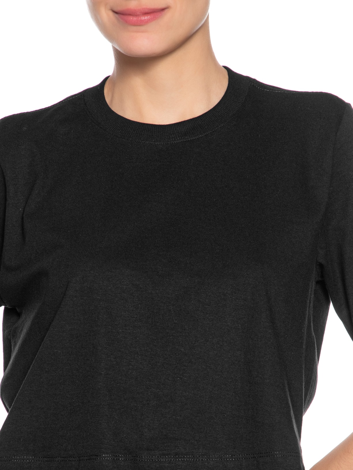 Camiseta Feminina Cropped Básica Preto Basiq