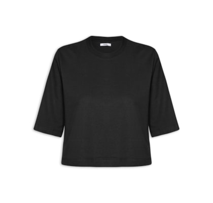 Camiseta Feminina Cropped Básica - Preto