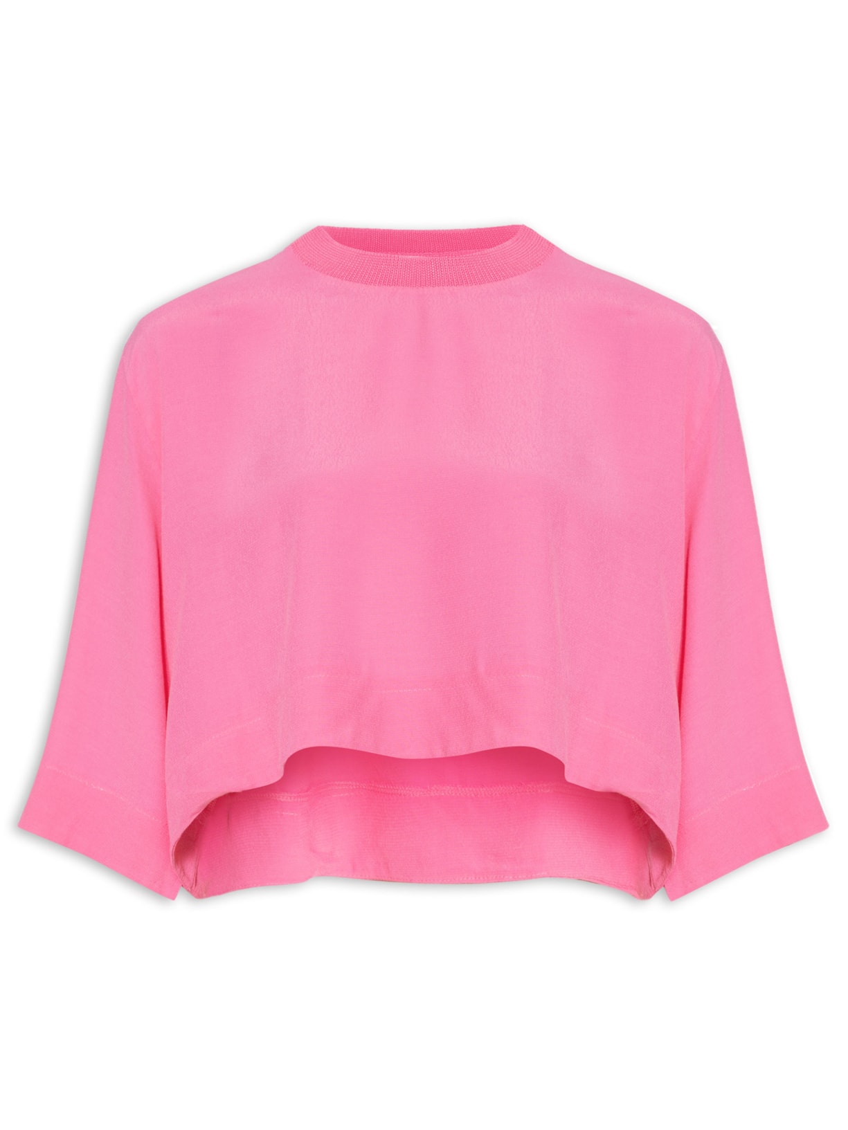 Camiseta Feminina Cropped Básica - Rosa