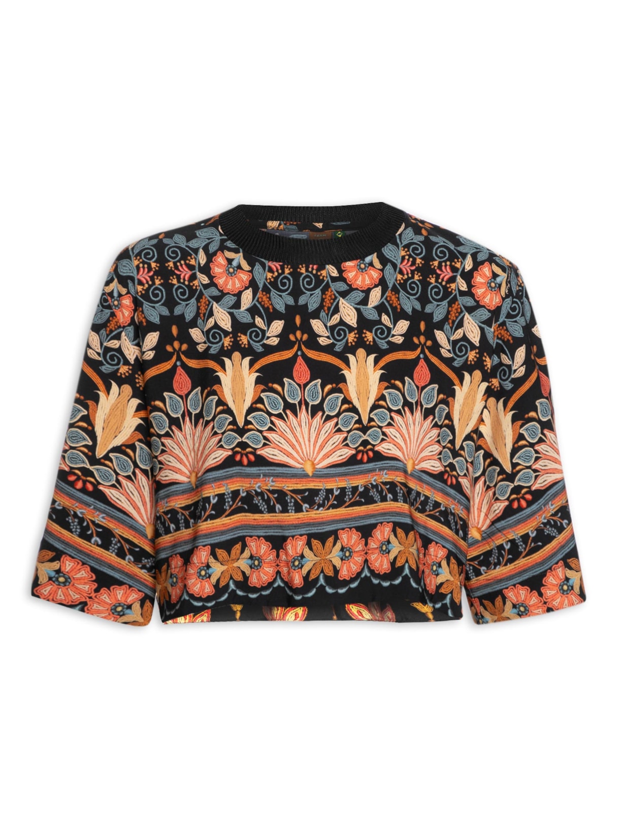 Camiseta Feminina Cropped Bella - Preto