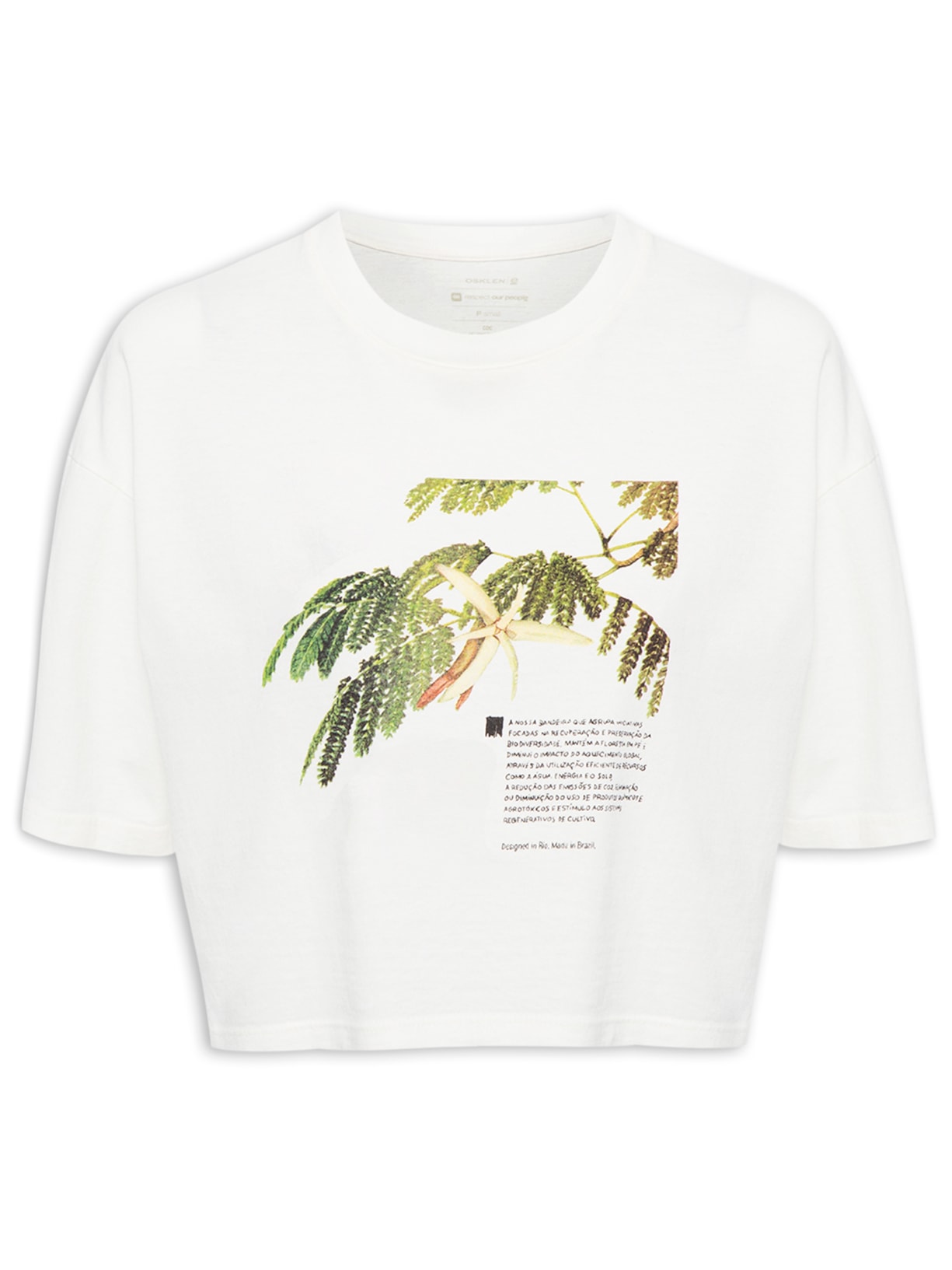 Camiseta Feminina Cropped Bio Eco - Off White