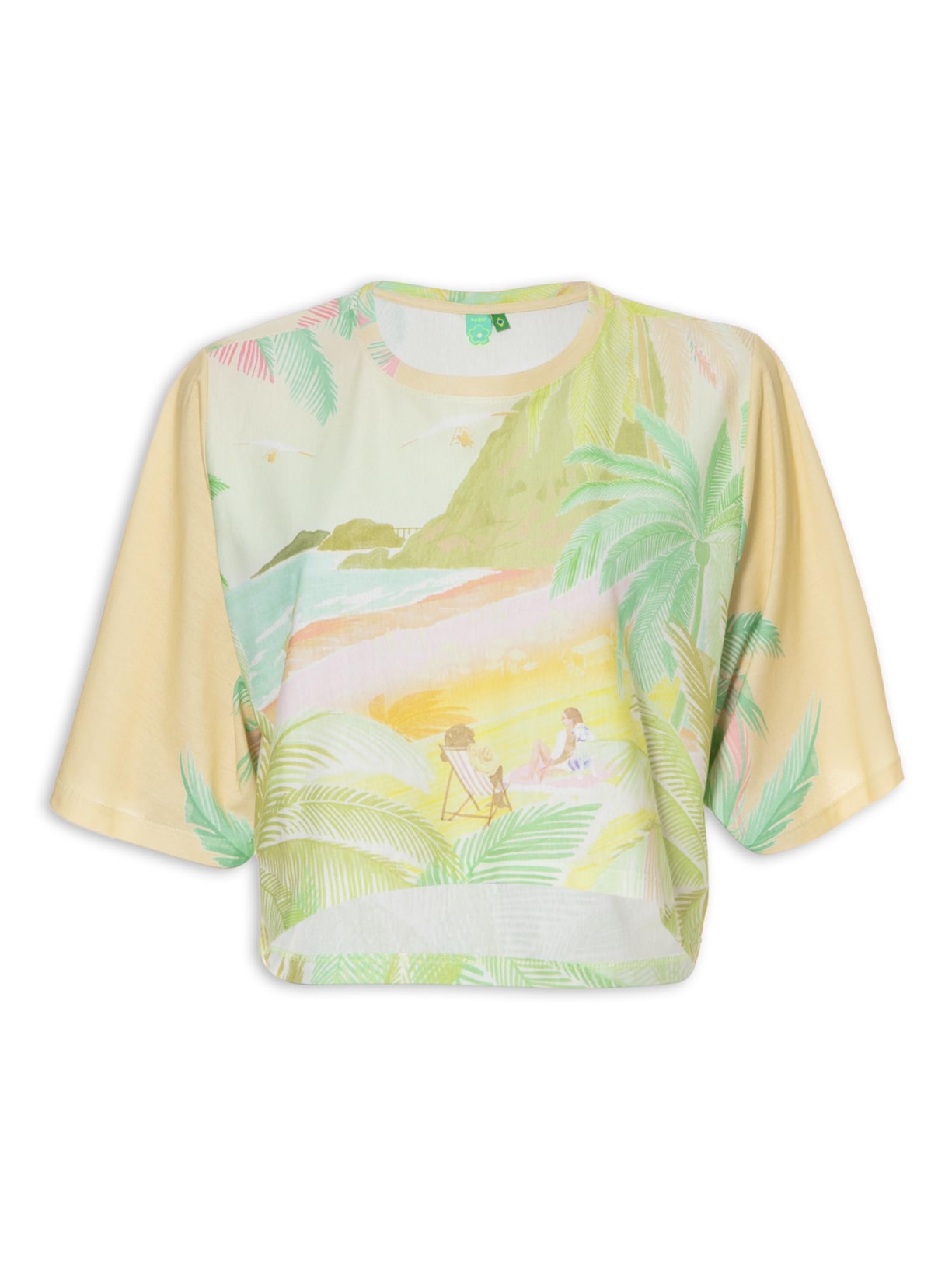 Camiseta Feminina Cropped Fim De Tarde - Amarelo