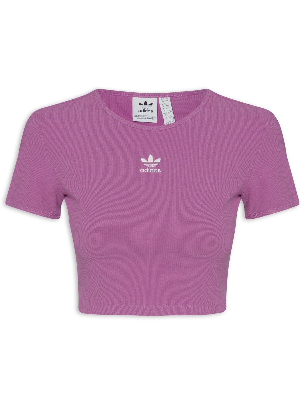Camiseta Feminina Cropped Rib - Rosa