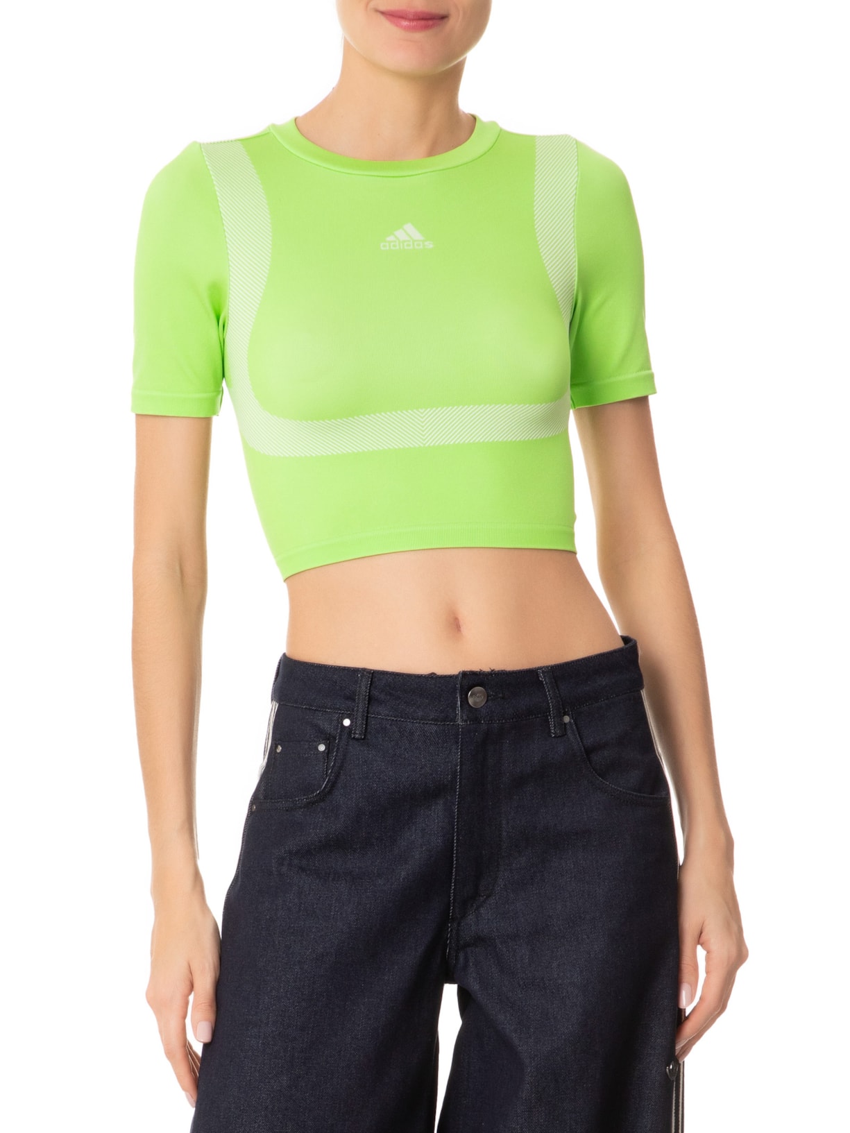 Camiseta Feminina Cropped Seamless Verde Adidas Originals
