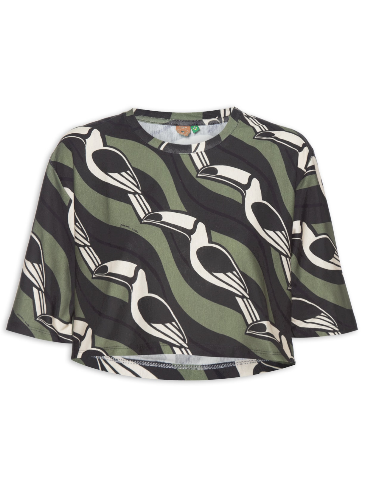 Camiseta Feminina Cropped Tucano Gráfico - Verde