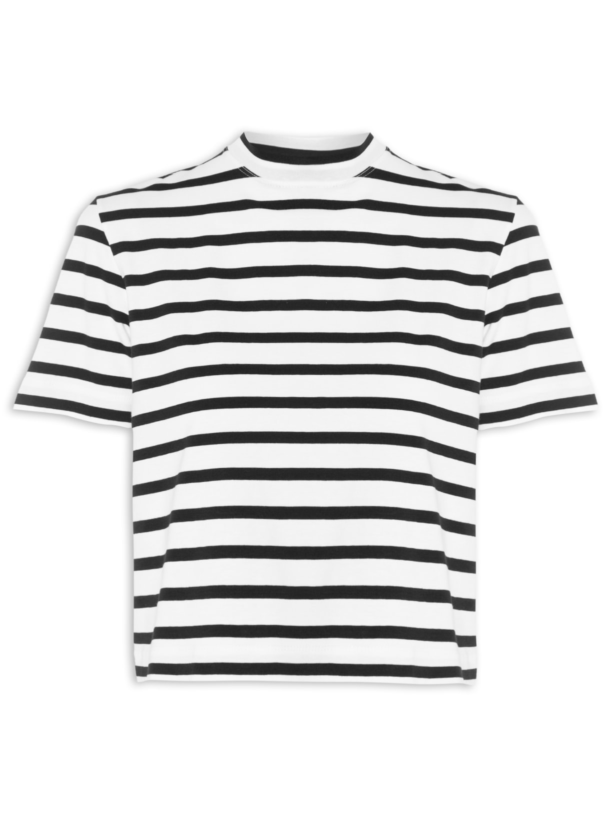 Camiseta Feminina Cropped Vintage Classic Stripes - Branco