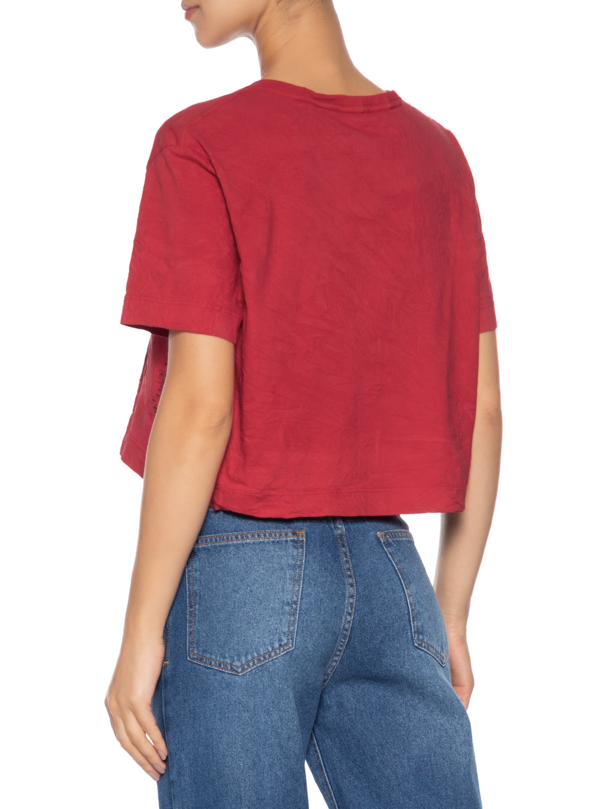 Camiseta Feminina Cropped Wrinkle Vermelho Osklen