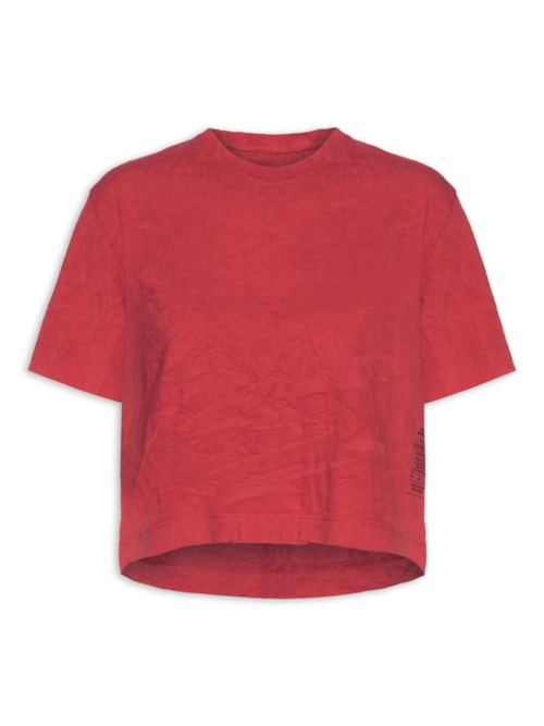 Camiseta Feminina Cropped Wrinkle - Vermelho