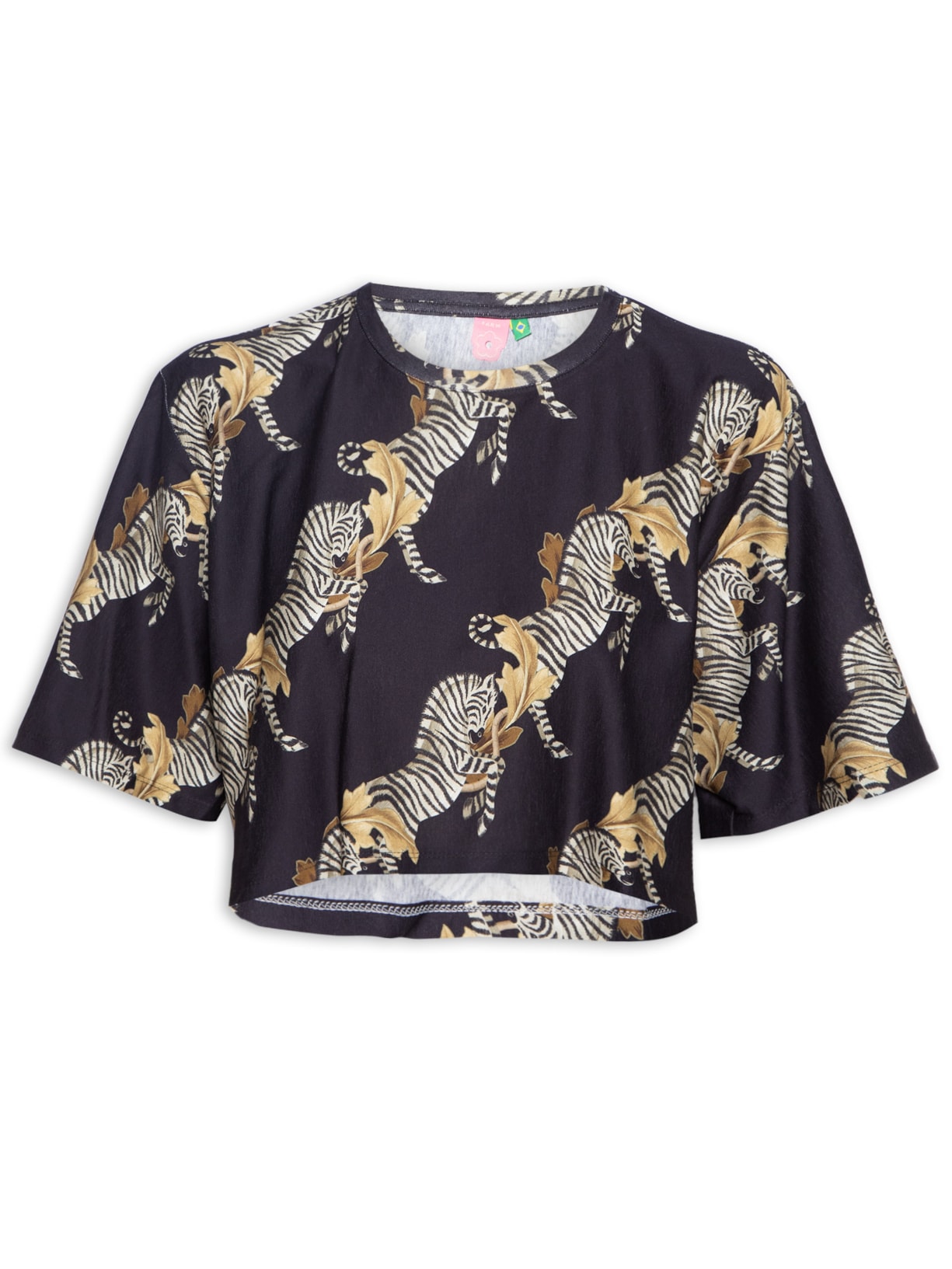Camiseta Feminina Cropped Zebra - Preto