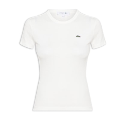 Camiseta Feminina De Algodão Canelada - Branco