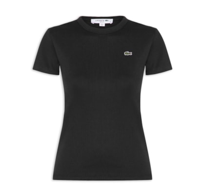 Camiseta Feminina De Algodão Canelada - Preto