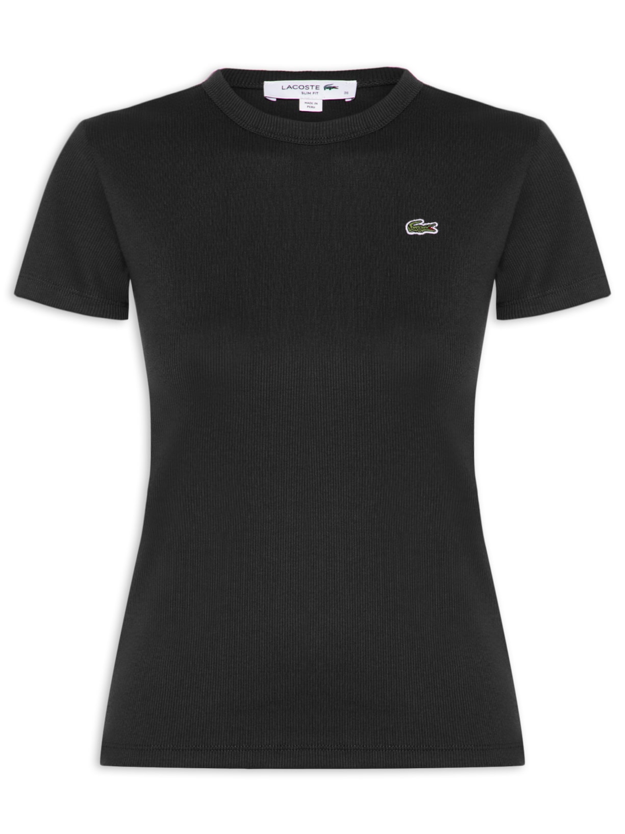 Camiseta Feminina De Algodão Canelada - Preto