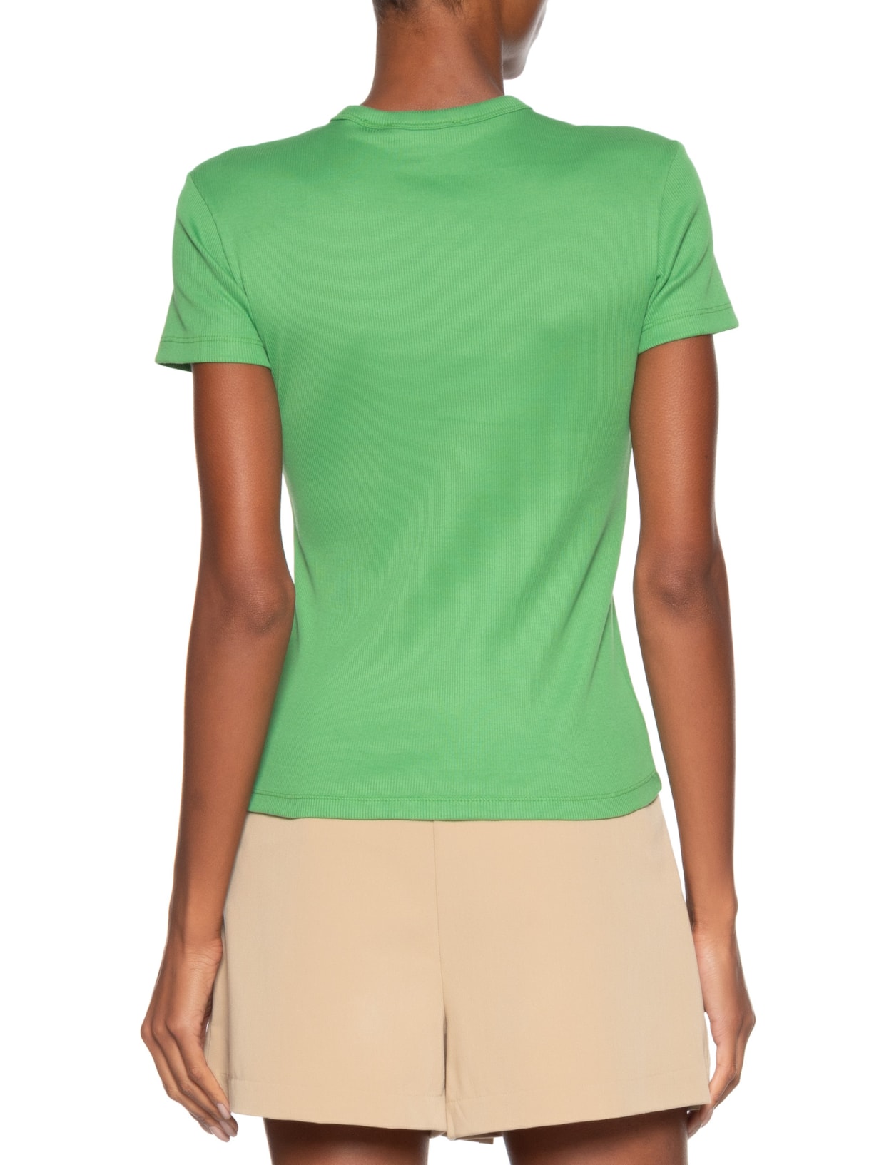 Camiseta Feminina De Algodão Canelada Verde Lacoste