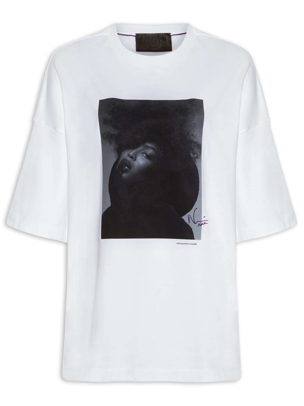 Camiseta Feminina De Algodão Interlock Com Ombros Caídos - Branco