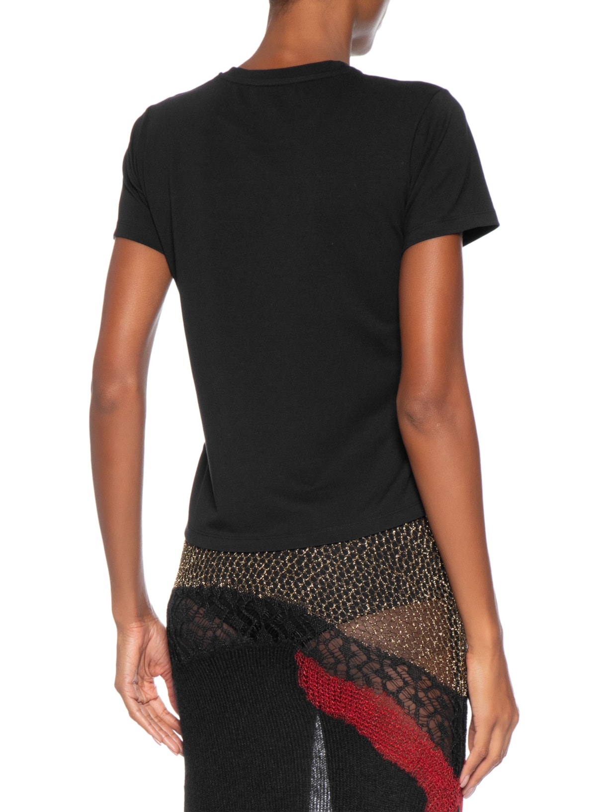 Camiseta Feminina de Algodão Orgânico Com Estampa Crochê – Preto Raquel De Carvalho