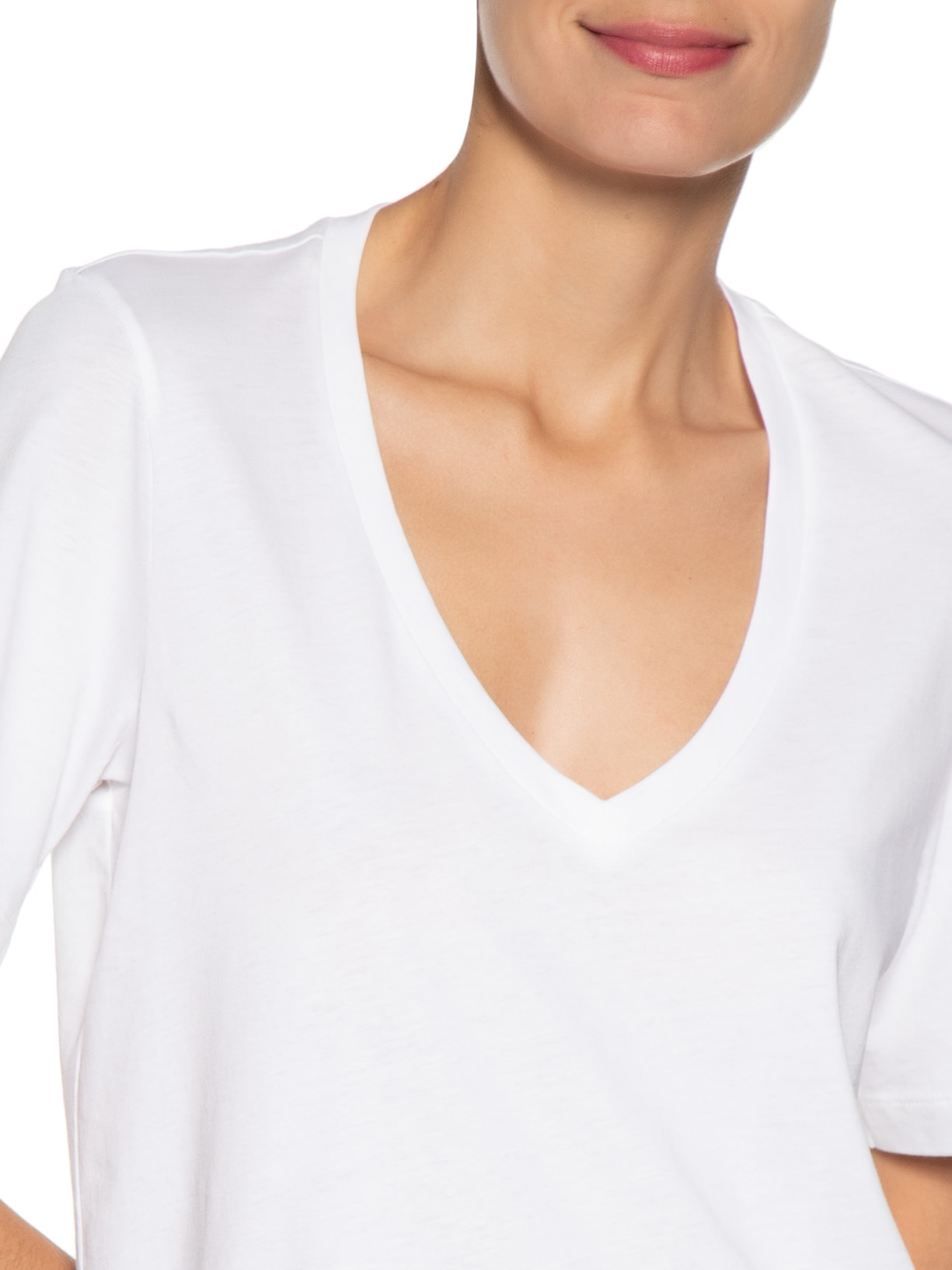 Camiseta Feminina De Algodão Pima Decote V Branco Animale