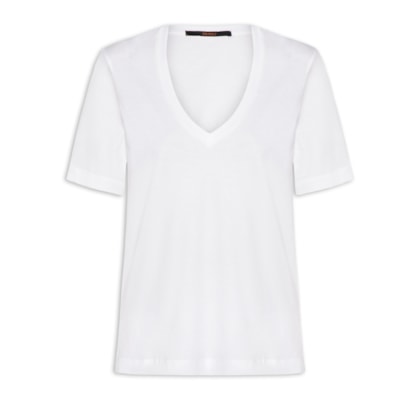 Camiseta Feminina De Algodão Pima Decote V - Branco
