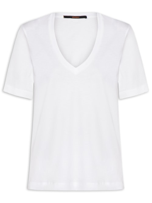 Camiseta Feminina De Algodão Pima Decote V - Branco