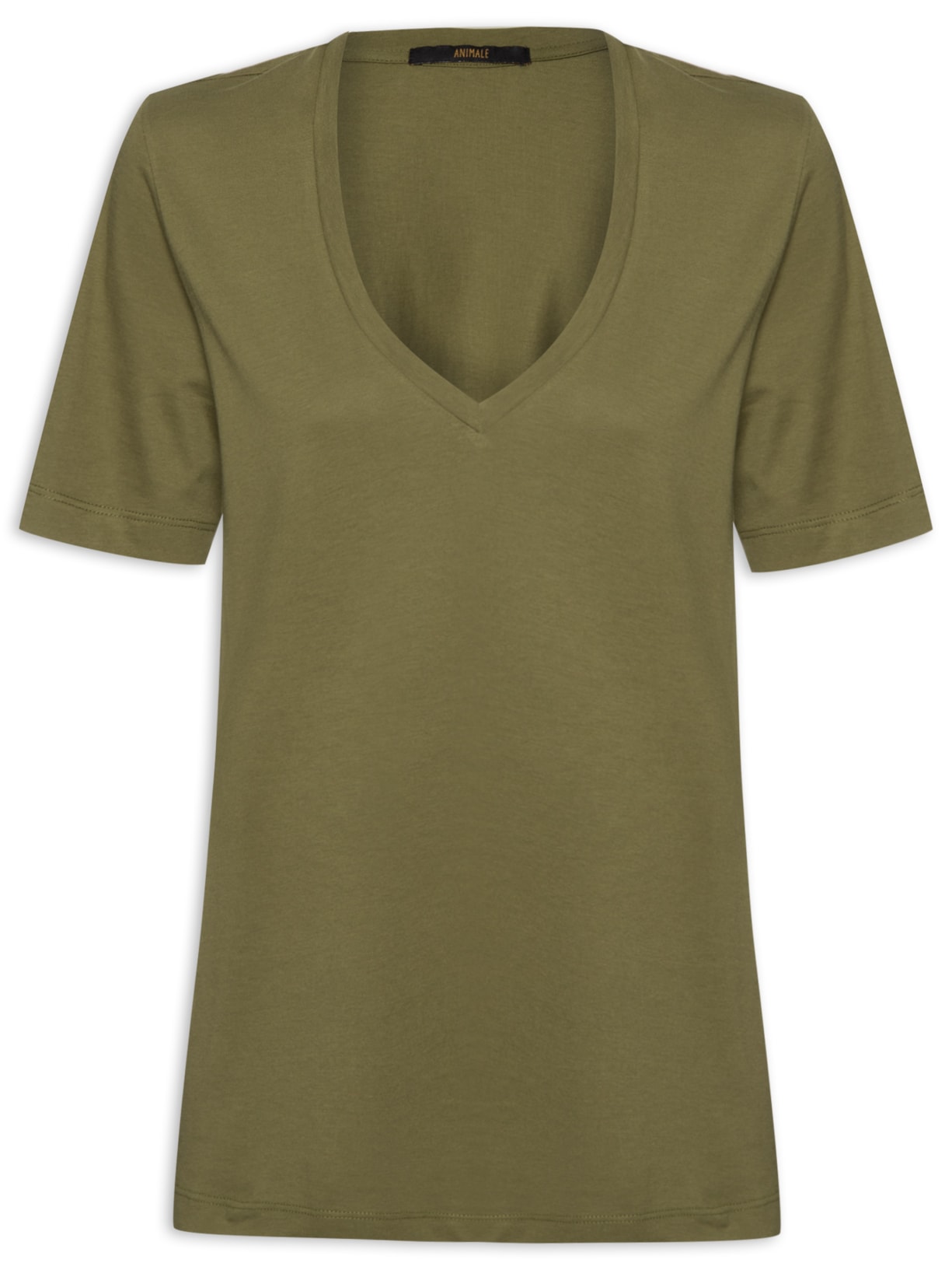Camiseta Feminina De Algodão Pima Decote V Colors Verde Animale