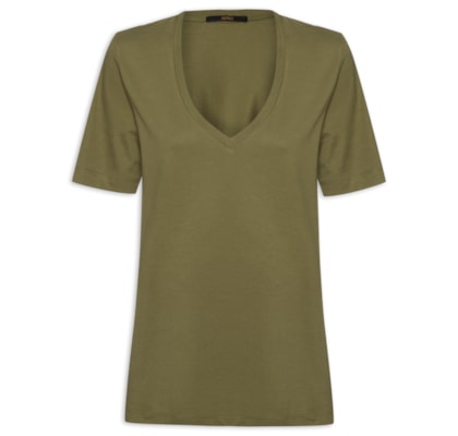 Camiseta Feminina De Algodão Pima Decote V Colors - Verde