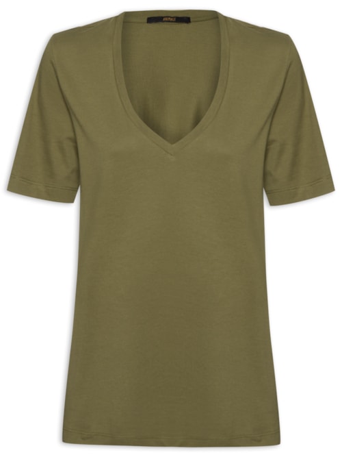 Camiseta Feminina De Algodão Pima Decote V Colors - Verde