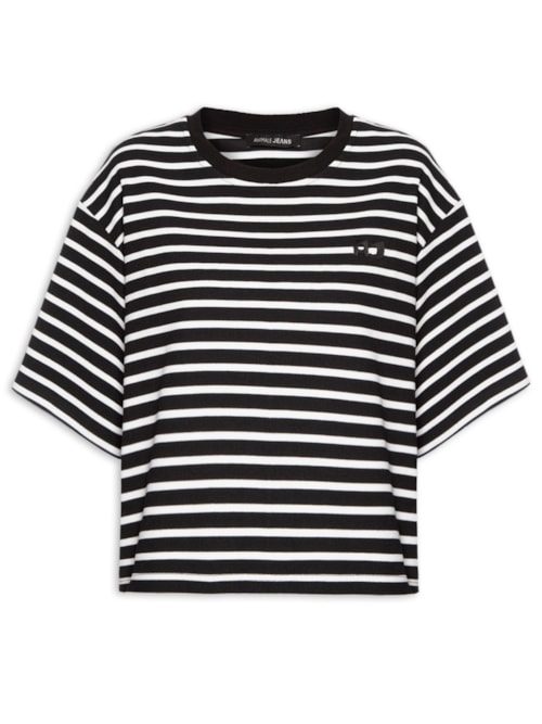 Camiseta Feminina de Moletom Logo Listrada - Preto