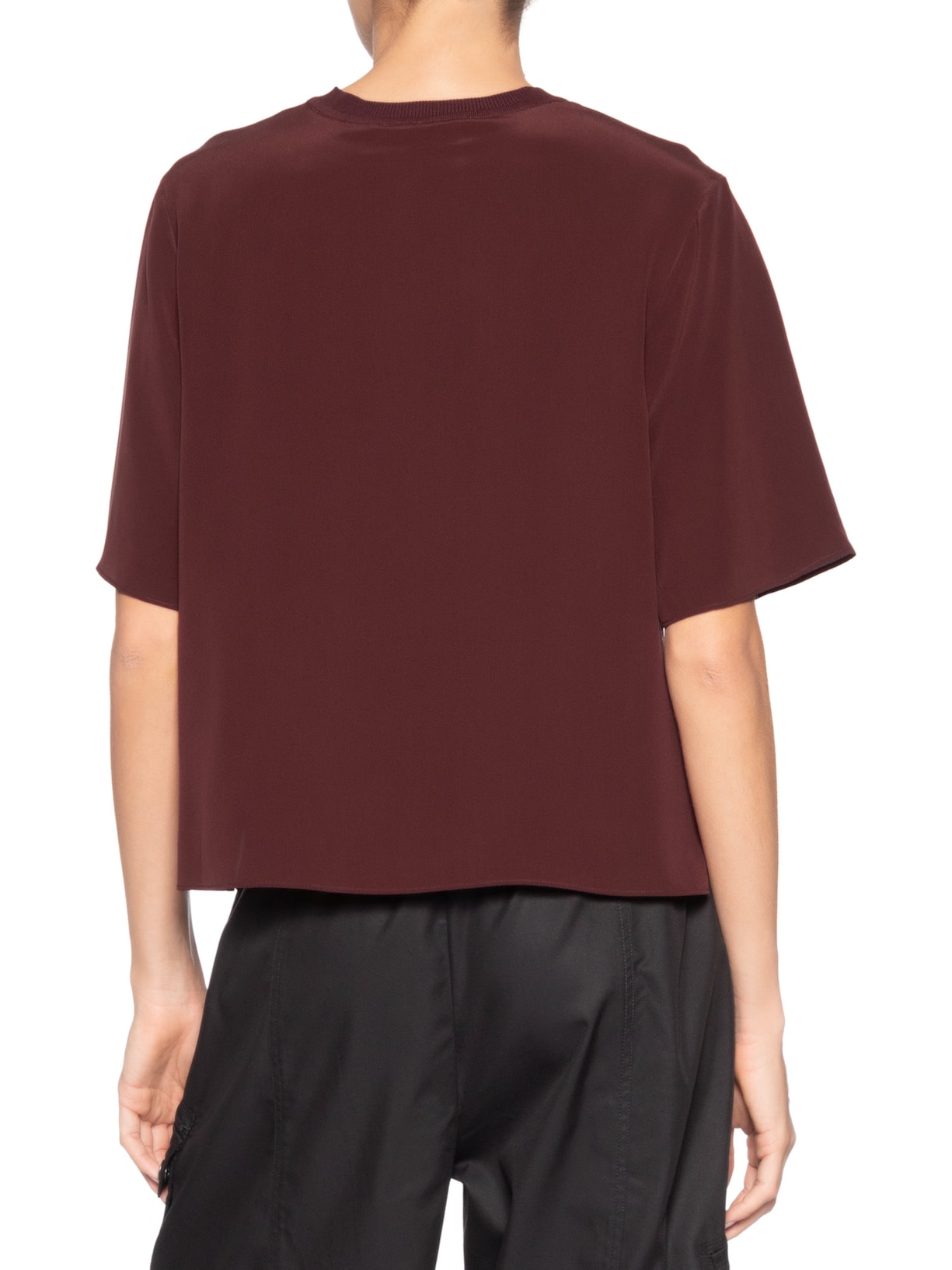 Camiseta Feminina De Seda Boho Gola Rib Marrom Animale