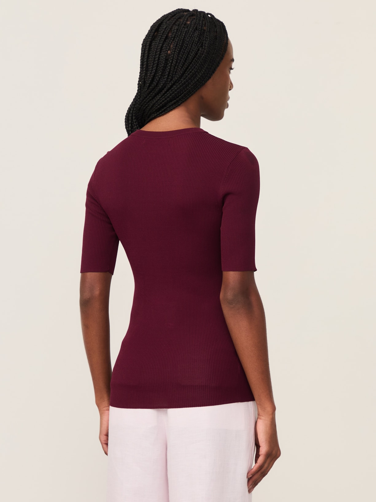 Camiseta Feminina De Tricot Canelado Básica Roxo Animale